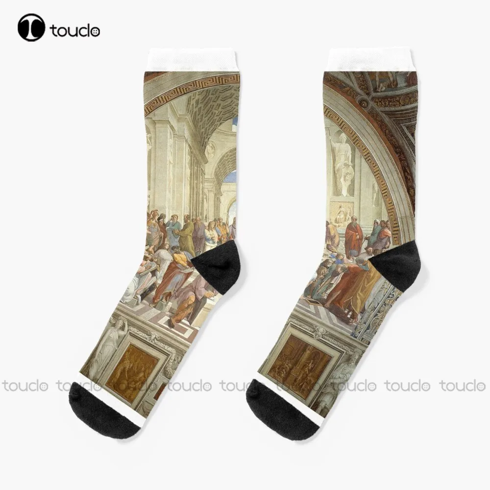 The School Of Athens Italian Renaissance Artist Raphael. Socks Soccer Socks Girls Christmas New Year Gift Custom Gift Women Men