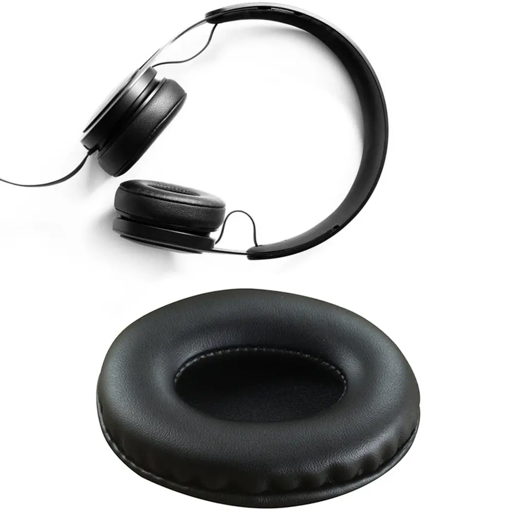 Almohadillas ovaladas de cuero para auriculares, almohadillas de repuesto para auriculares, funda de esponja