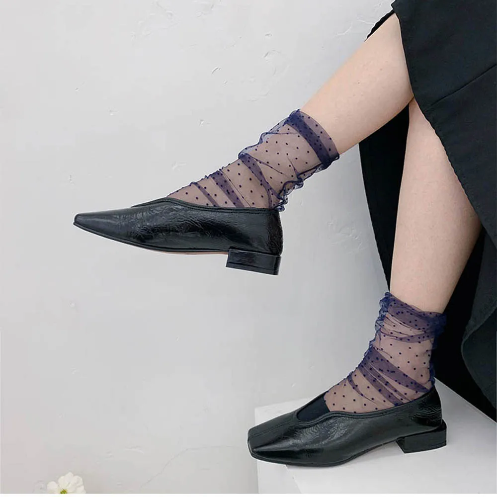 Transparent Dot Female Fashion Mesh Stockings Nylon Tulle Socks Dress Socks