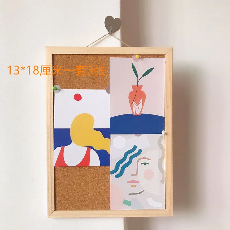 Ins Simple Style Abstract Art Decorative Card 3 Sheets Geometric Line Color Block Postcard Creative Diy Photo Props Wall Sticker