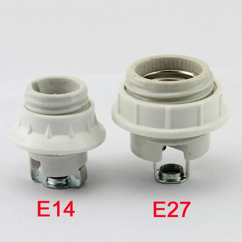 Screw  E14 E27  Ceramic Porcelain Socket Light Bulb Holder for E14 E27 with Ring, 110V 220V