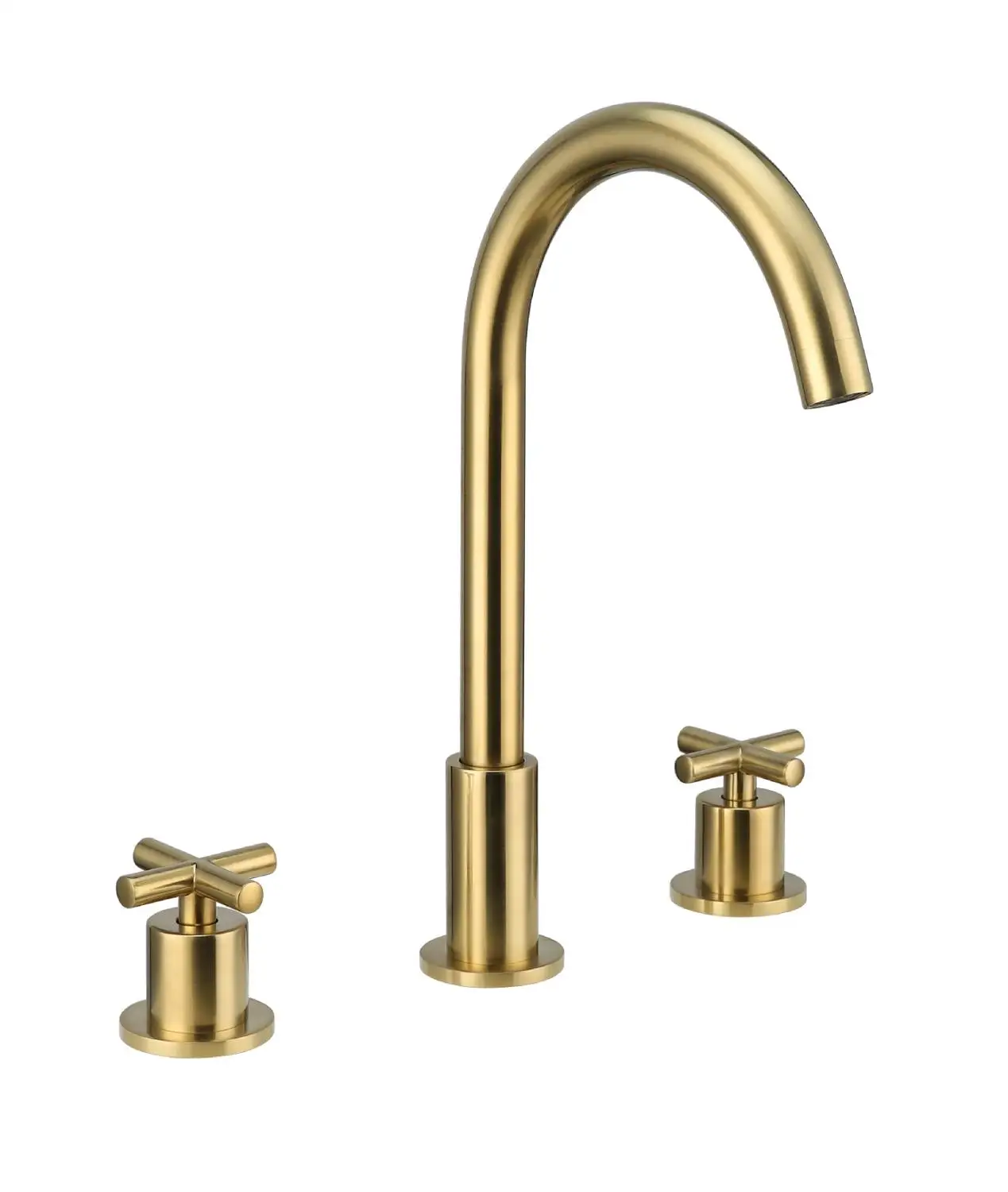 

Brass brushed gold bathroom sink faucet two handles three holes cold hot water basin sink faucet high quality bathroom faucet