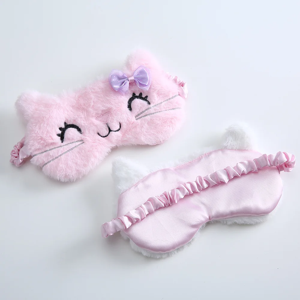 

1PCs Sleeping Mask Women Plush Animal Cat Kitten Eye Cover Cute Plush Eye Mask Girl Toy Suitable for Travel Home Party Eyeshade