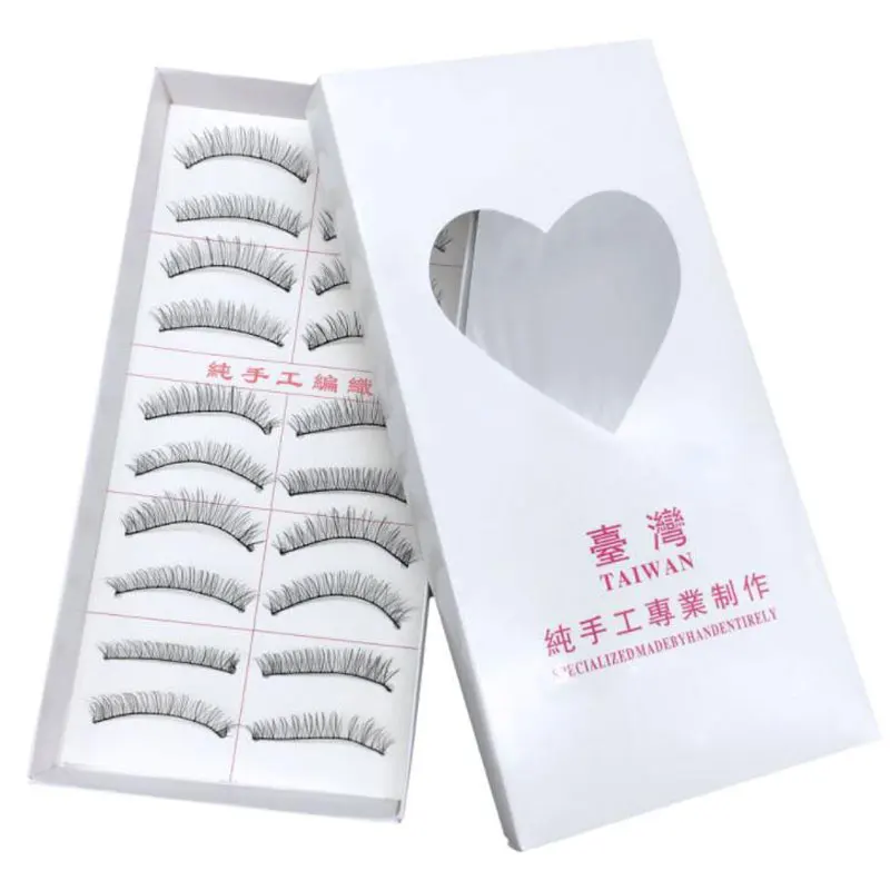 10 Pairs False Eyelashes Natural Cotton Stalk Long Black Fake Eyelash Makeup Volume Eyelash Extensions Handmade Fake Eye Lashes