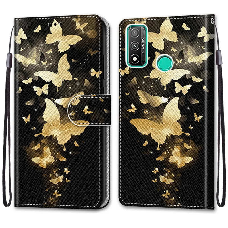 เคสหนังแม่เหล็กสำหรับหัวเว่ย พีสมาร์ท พีสมาร์ท ซี 2019 ฝาครอบโทรศัพท์กระเป๋าสตางค์แบบพับได้ทาสีฟันดา เอทูย