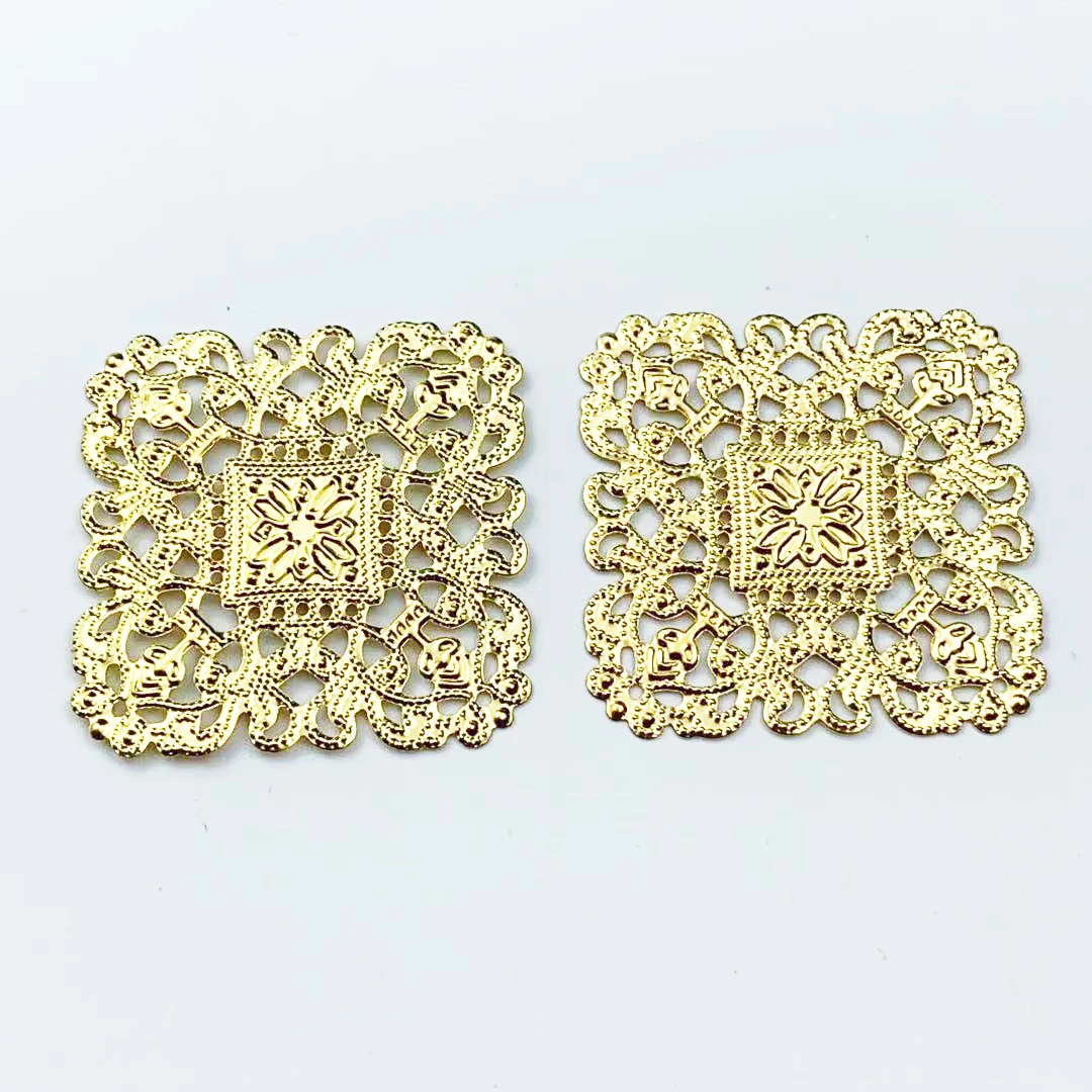 20 pieces/lot 4cm metal   Filigree Flower Wrap Connector   Jewelry DIY Components