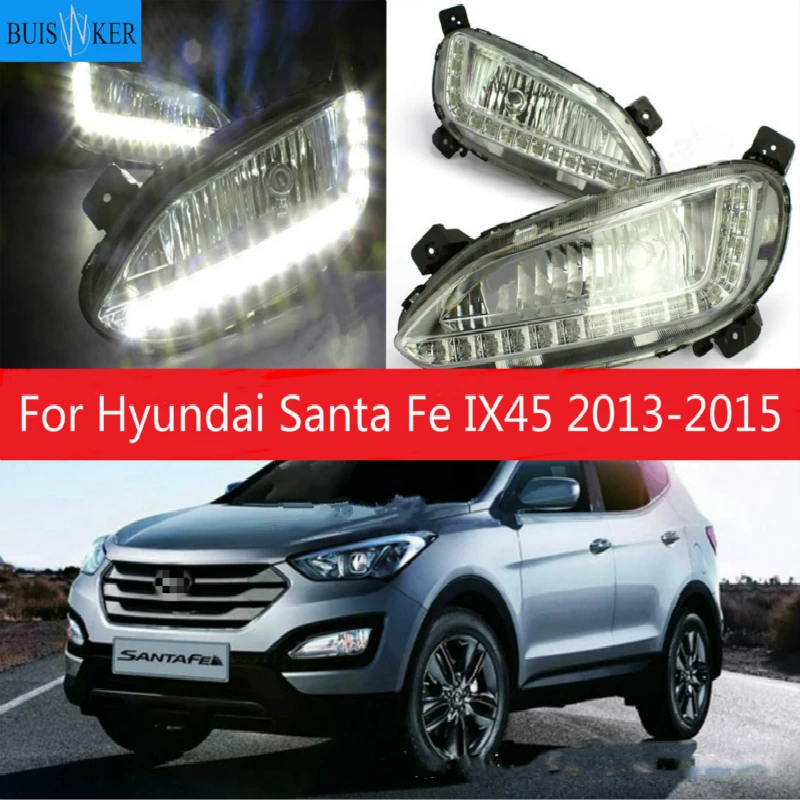 

1 Pair LED Fog Lights Daytime Running Light For Hyundai Santa Fe IX45 2013 2014 2015 Car Accessories Waterproof 12V Fog Lamp