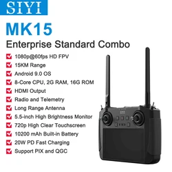 15KM 1080P SIYI MK15 Mini Handheld Radio System Transmitter Remote Control 5.5-Inch HB Screen FPV Android OS 2G RAM 16G ROM