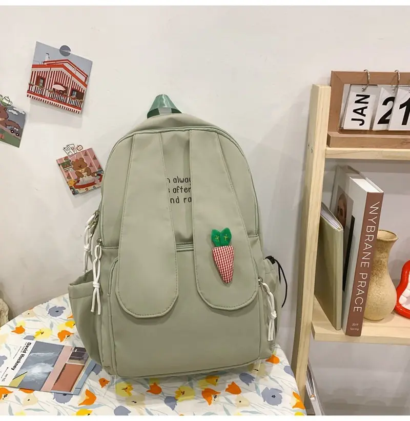 New Long Rabbit Ear Backpack Bag Girl Female Cartoon Anmie Bunny Ear Bagpack Women Teen Schoolbag College Bookbag