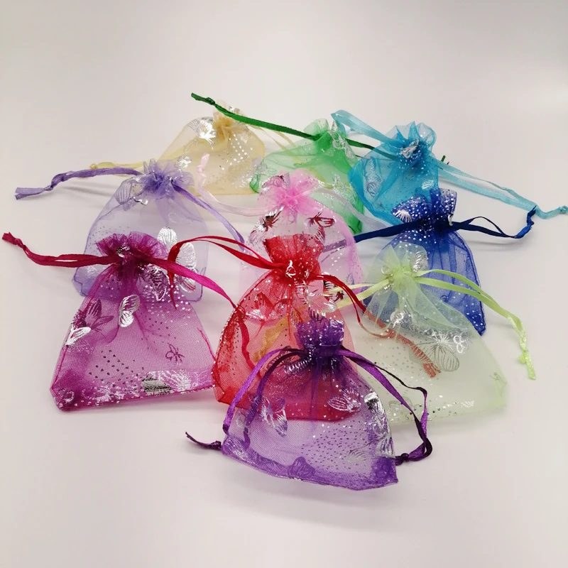 100Pcs Butterfly Organza Bags 15x20 17x23 20x30 Butterfly Gift Bag for Jewelry Packaging Bag Storage Display Mini Drawstring Bag