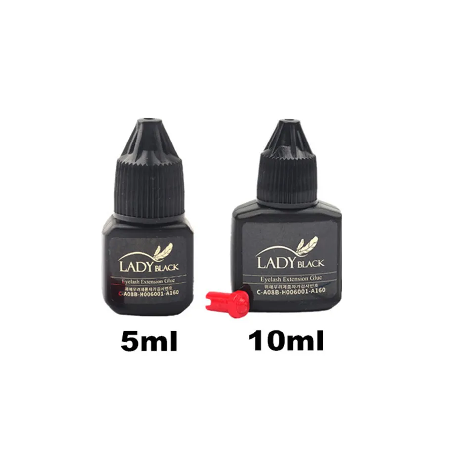 1 Bottle Black Eyelash Extension Glue Sky Lady Black Fast Drying Time 3-4S Low Irritation for Sensitive Skin Eyelash Adhesive