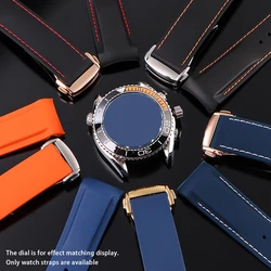 20mm 22mm Silicone Rubber Watchband For Omega SEAMASTER PLANET OCEAN Curved End Men Strap Watch Accessories Watch Band Chain