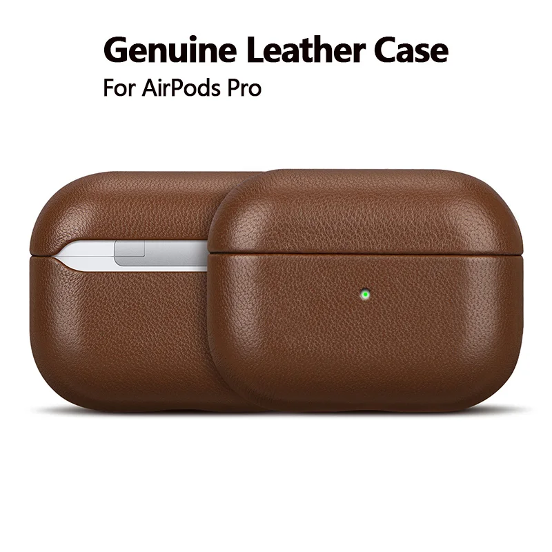 ของแท้หนังสำหรับ Apple AirPods Pro กรณีแกะผิวป้องกันสำหรับ AirPods Pro 2nd Generation สีกาแฟ