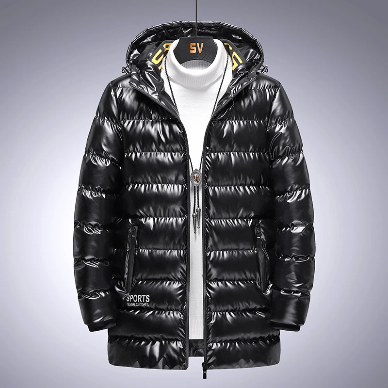 Down jacket men's long white duck down coat trend teenagers thick warm down jacket big fat winter clothing for cold weather