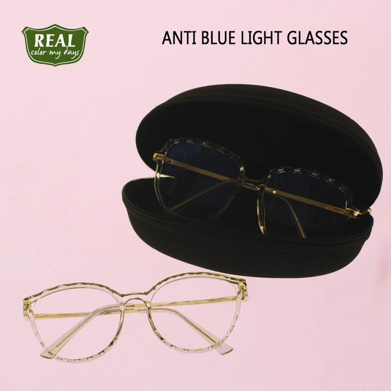 

REAL Blue Light Blocking Glasses Women Transparent Eyeglasses Frame Gaming Computer Glasse Optical Prescription Eyewear