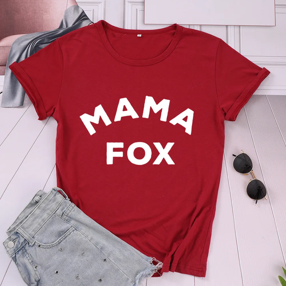 ZBBRDD Mama Fox top Tees Mother's day gifts tshirts Letter print Mom Funny Creative  cute  Cotton Leisure T-shirt  for Women
