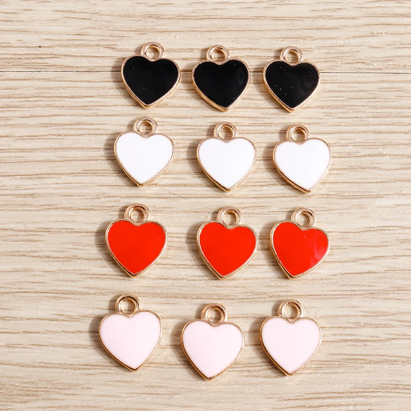 10 stücke 4 Styles Mix Emaille Liebe Herz Crown Schlüssel Star Charms für Schmuck Machen Niedlichen Tropfen Ohrringe Anhänger Halsketten zubehör – Detail 9