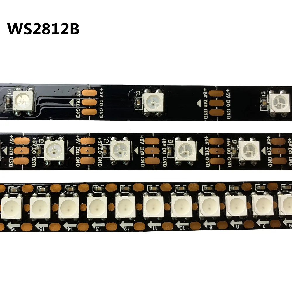 

WS2812B WS2812 Светодиодная лента индивидуально Адресуемая умная светильник черная/белая Водонепроницаемая печатная плата IP30/IP65/IP67 DC5V Светодиодная лента