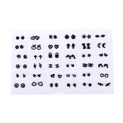 36Pairs Woman Mix Style Small Earrings Sets Cross Star Heart Bowknot Plastic Stud Earring for Kids Birthday Party Jewelry Gift