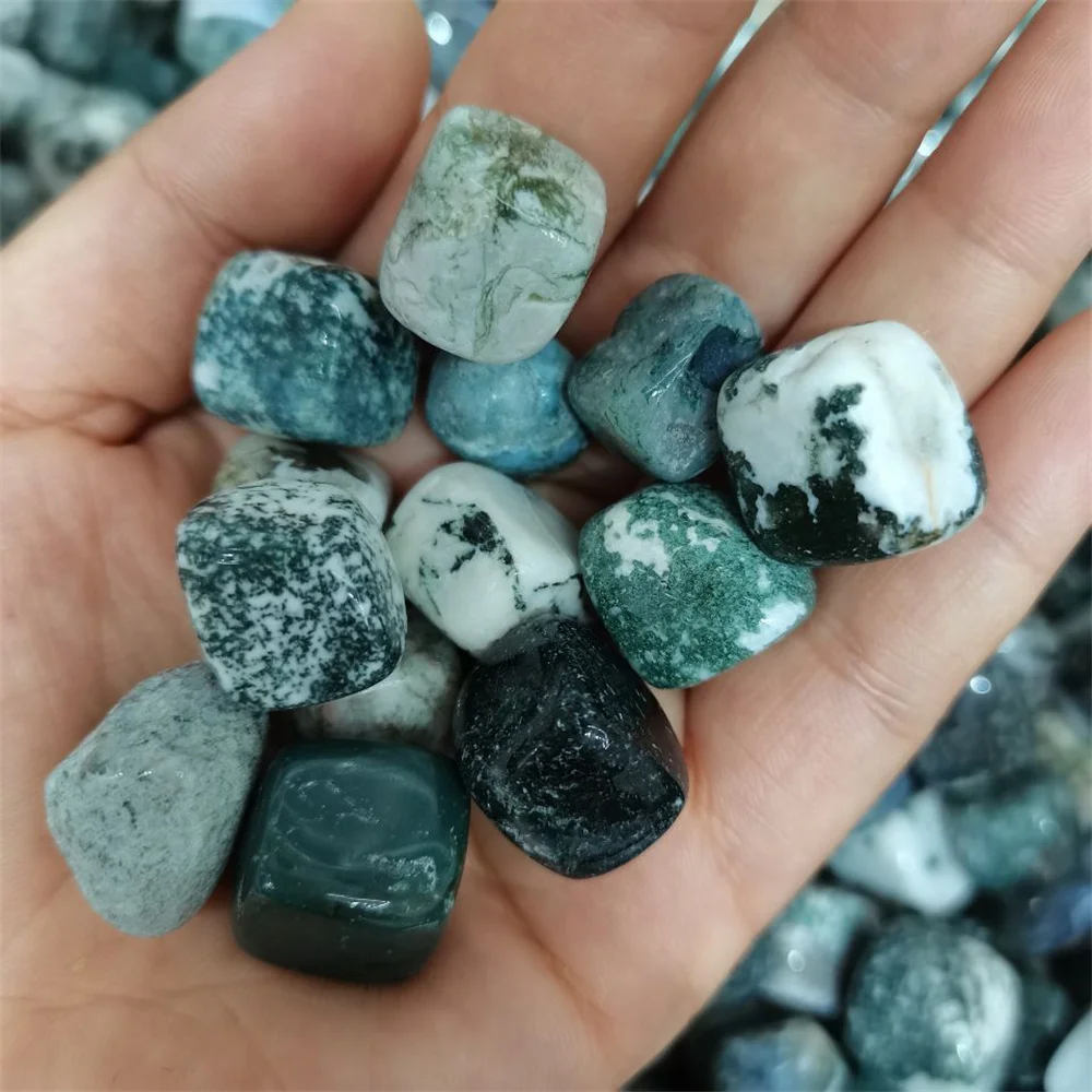 Natural Ocean Grass Aquatic Moss Agate Crystal Cube  Mineral Quartz Square Feng Shui home decoration