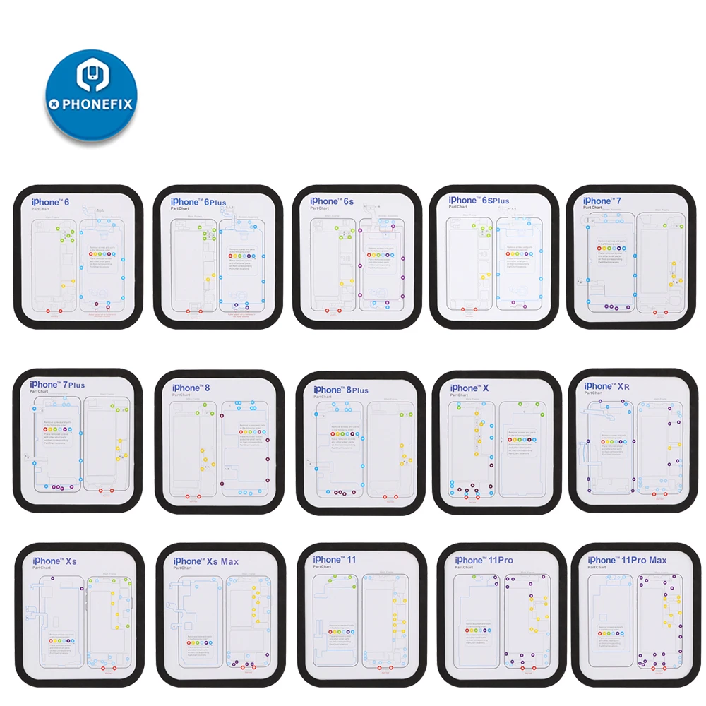 15 in 1 Magnetic Screw Keeper Screw Chart Mat For iPhone 6 6S 6P 7 7P 8 8P X Xs XR  Xs Max 11 Pro Max Teardown  Repair Guide Pad