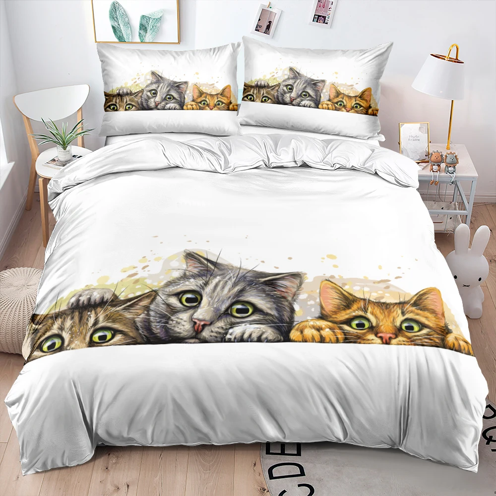 3D White Linens Bed Quilt Cover Comforter Covers Set Pillow Cottoms Custom Pet Dog Twin King Queen Double Single Size Beddings