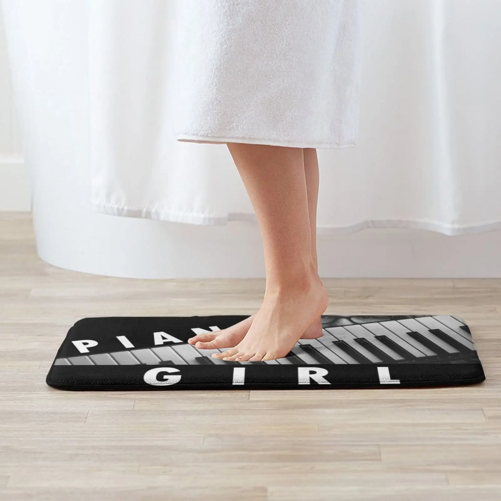 Piano-Girl Entrance Door Mat Bath Mat Rug Bc Rich Guitars Logo Washburn Musical Jackson Metal Electric Guitar Anti-Slip Bedroom