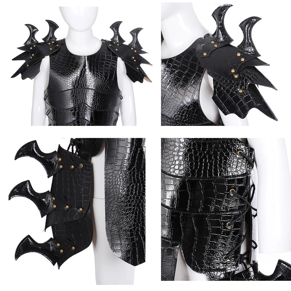 Halloween Festival Parade Party Costume Accessories Carnival Decoration Children Medieval Armour PU Leather Knight Armor For Kid