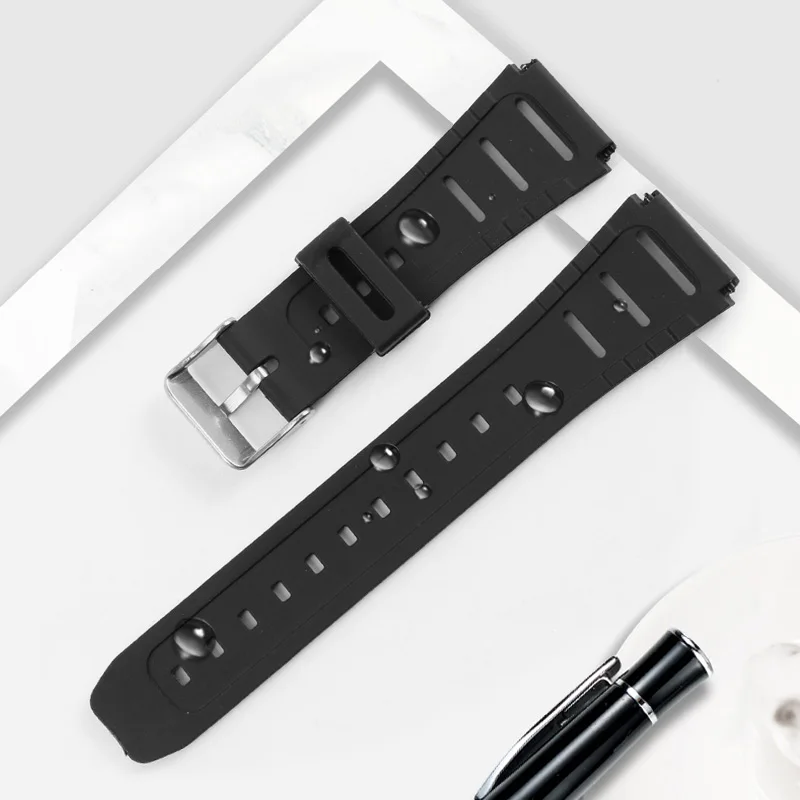 

Rubber strap suitable for Casio CA-53W WL-100 W-741 W-720-1 series men's waterproof black watch chain accessory