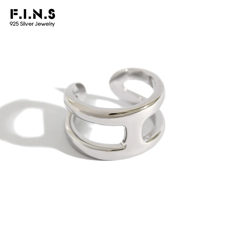 F.I.N.S Korean Fashion Layer 925 Sterling Silver Rings for Women Engagement Open Adjustable Ring Finger Minimalist Fine Jewelry