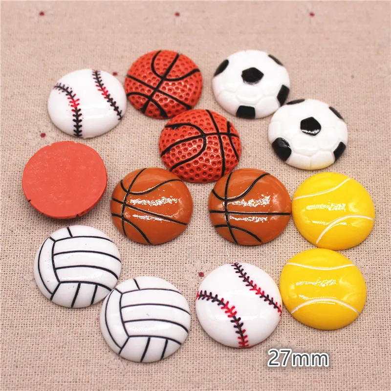 10pcs-20pcs Cute Resin Football/Basketball/Volleyball/Softball Flat Back Cabochons DIY Home Decoration Craft Scrapbook