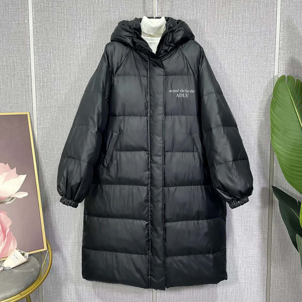 

Women's Winter Down Jacket 2021 New Long Hooded Korean Knee Thickened Temperament Female Jackets Warm Parka Snow Wear