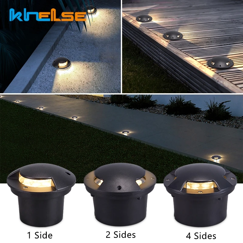 Waterproof IP67 LED Underground Lamp Outdoor Garden 1/2/3/4 Side 3W Embedded Floor Buried Spot Yard Path Landscape Deck Lights