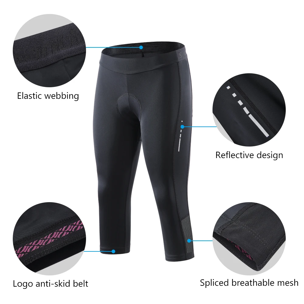 Santic Women Cycling Shorts Pro fit 4D Padding Bicycle Cropped Pants Breathable Mesh Reflective High Elasticity MTB Leggings