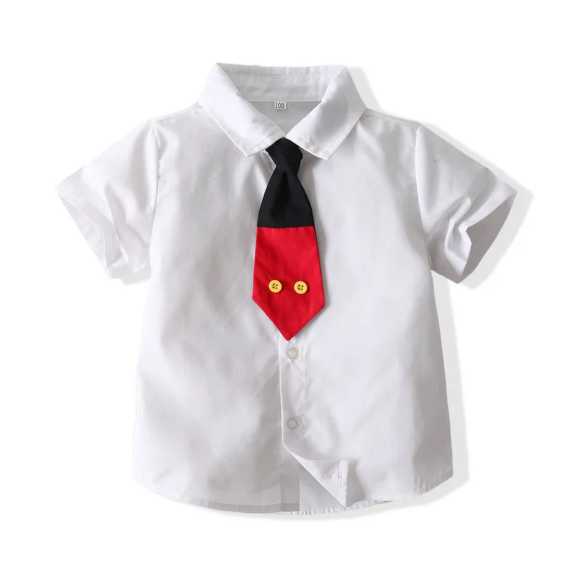 Boys Clothes Kids Sets New Student Host Dresses Childrens Clothing Formal Gentleman Kid Summer Shorts Shirt Tie Suits Outfit