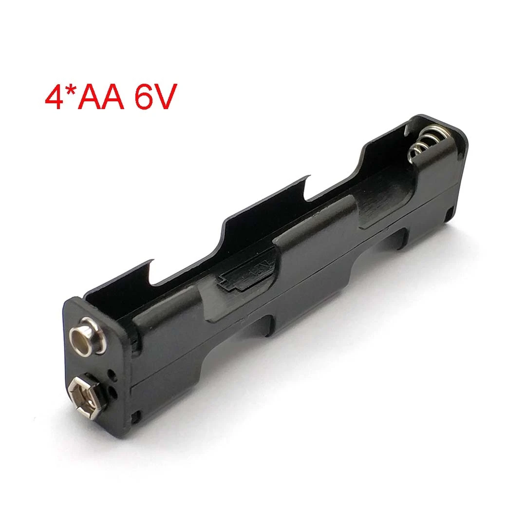 Battery Holder 4 x AA Long Strip Back Case 6V Dual Layers Double-sided Box 9V Button Plastic Storage Container Soldering Connect