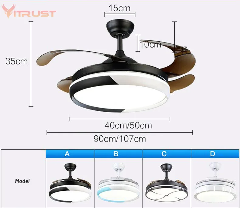 Fan Light Ceiling Home Smart Living Room Lamp with Remote Control Invisible fan Led Chandelier