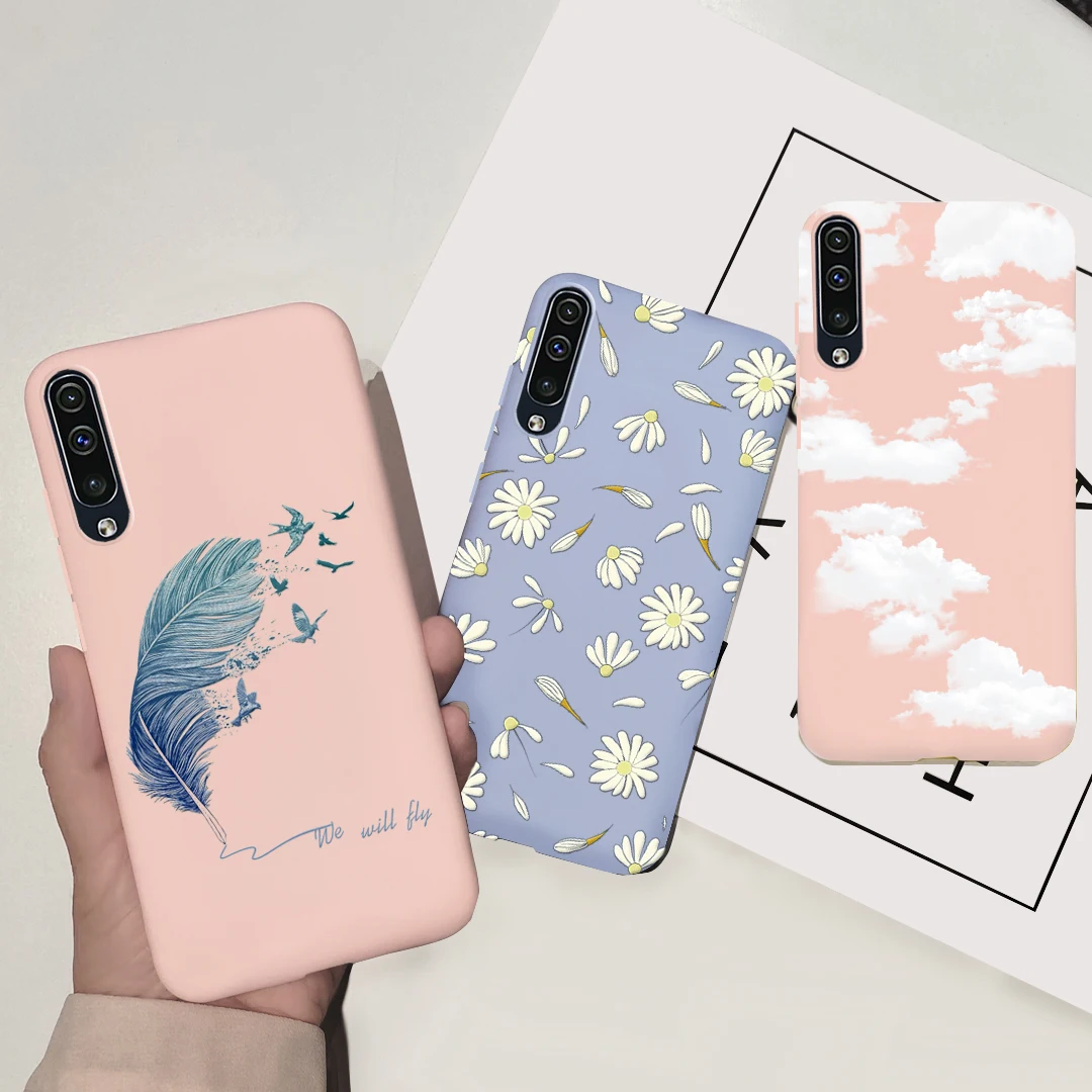 Case For Samsung A50 A30 Bumper Flower Soft Back Cover Silicone Case on For Coque Samsung Galaxy A 50 A50S A30 S A30S Phone Case