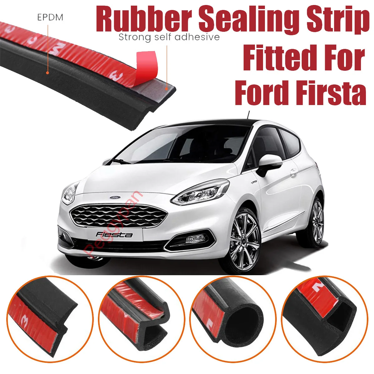 

Door Seal Strip Kit Self Adhesive Window Engine Cover Soundproof Rubber Weather Draft Wind Noise Reduction Fit For Ford Fiesta