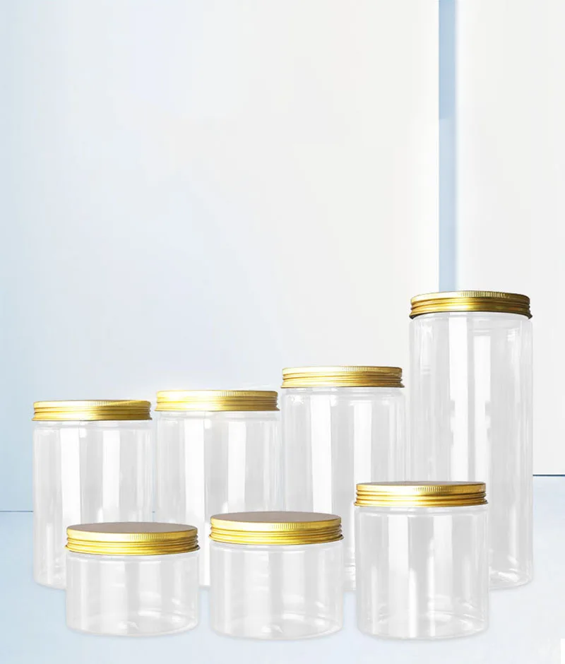 Dia 71mm Empty Plastic Bottle Round Storage Jar Food Drink Packing Bottles 50/100/120/150/200/250/300/400/500ml Transparent PET