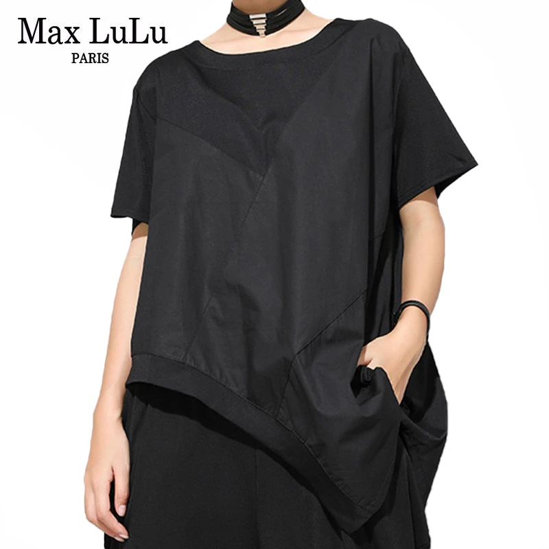 

Max LuLu New 2020 Korean Fashion Ladies Summer Cotton Tee Shirts Women Punk Style Short Sleeve T-shirts Female Casual Black Tops