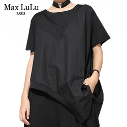 Max LuLu New 2020 Korean Fashion Ladies Summer Cotton Tee Shirts Women Punk Style Short Sleeve T-shirts Female Casual Black Tops