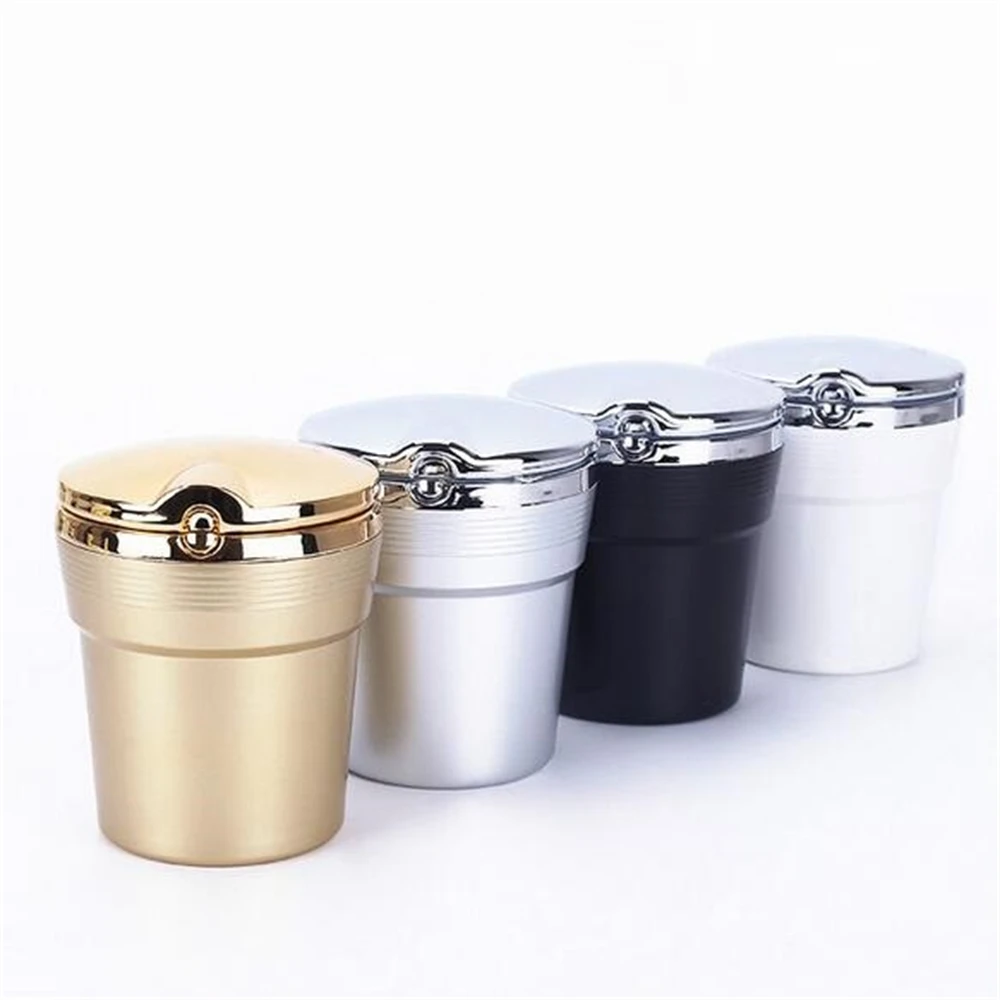 Car Silver Gold Led Trash Can Garbage Holder Ashtray Storage Bag Accessories Auto Door Seat Back Visor Trash Paper Dustbin