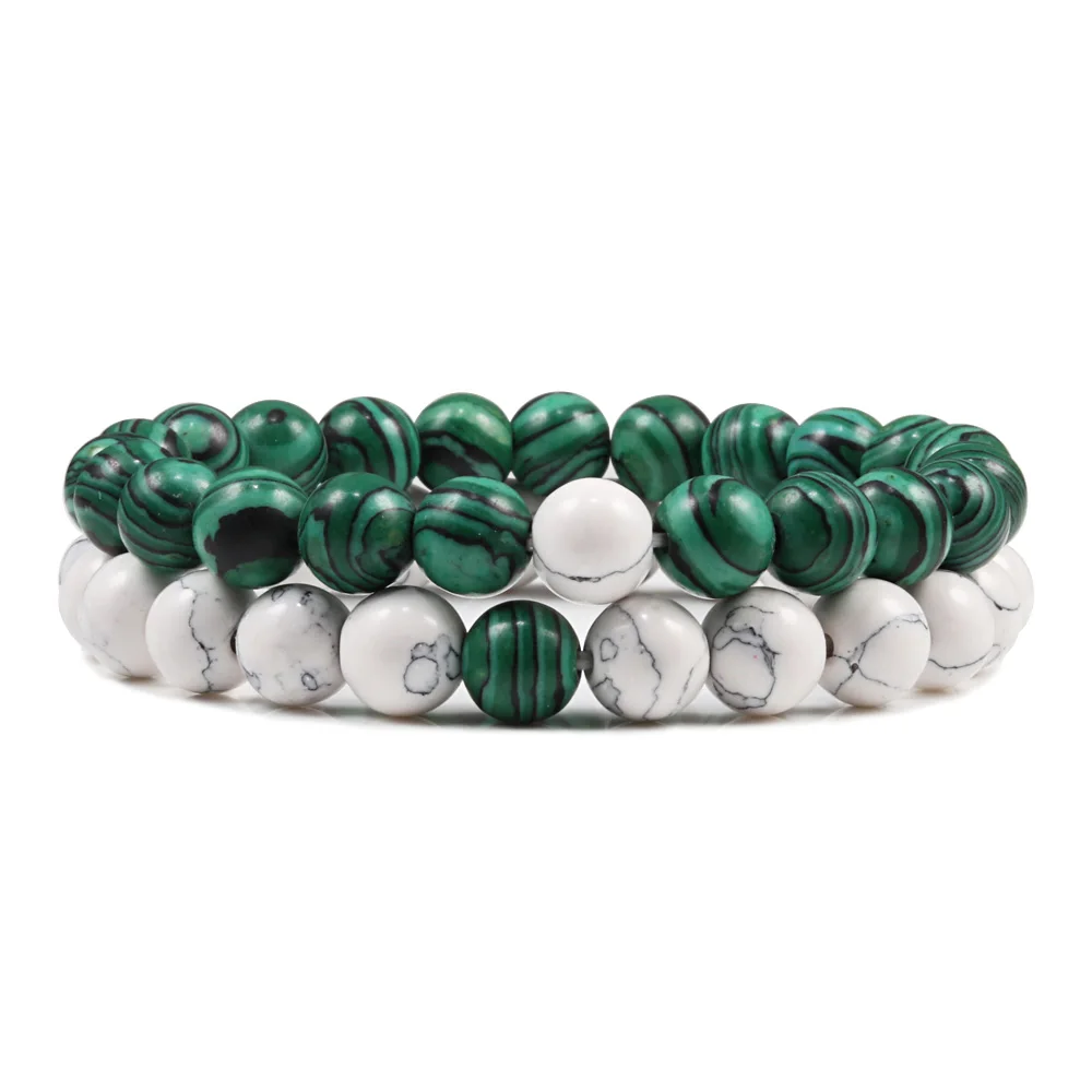 1-2PCS Natural Lava Stone Beaded Bracelets Set