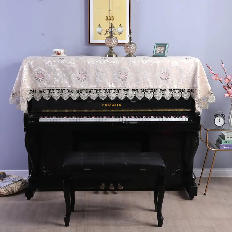 220x90cm European style jacquard lace piano cover dust cover towel decorative piano half cover dustproof cloth cover for piano