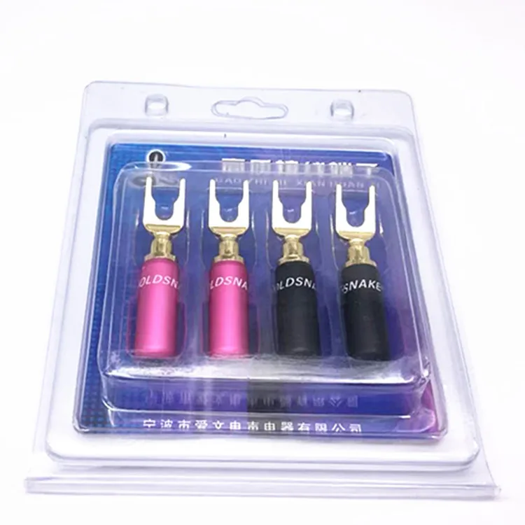 4 قطعة عالية الجودة مطلية بالذهب النحاس لحام خالية الموز التوصيل U/Y نوع موصل شوكة بأسمائها الحقيقية الصوت محطات المتكلم التوصيل سلك