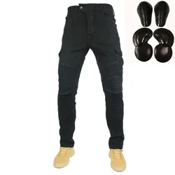 MOTORPOOL UBS06 Jeans Leisure Motorcycle Men's off-road Outdoor Jean/cycling Pants With Protect Equipment Knee Pads Summer Ride