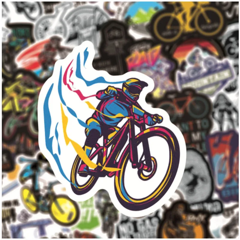 10/30/50pcs Mountain Bike Cyclist Cool Stickers  Outdoor Sports Car Travel Luggage Phone Guitar  Riding Passion Competition Kids