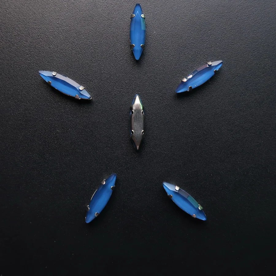 Pferdeaugenförmige Silber-Krallenfassungen, 50 Stück/Packung, 4*15mm, Jelly Candy Glas-Kristall, zum Aufnähen, Strassperlen, Kristalle, für Kleidung, DIY – Detail 24