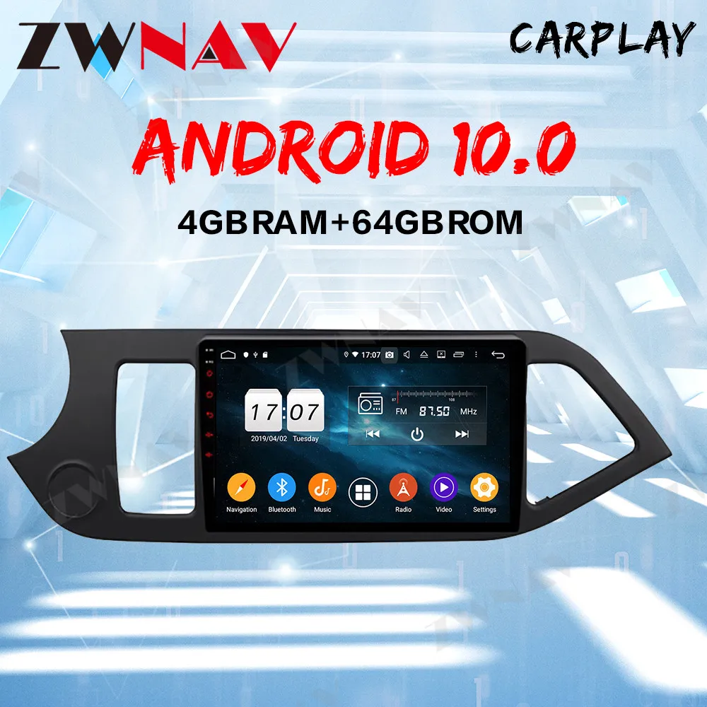 Android 10 Car multimedia player Head unit For KIA PICANTO MORNING 2011 - 2016 Car GPS Navigation Radio stereo Octa Core no dvd